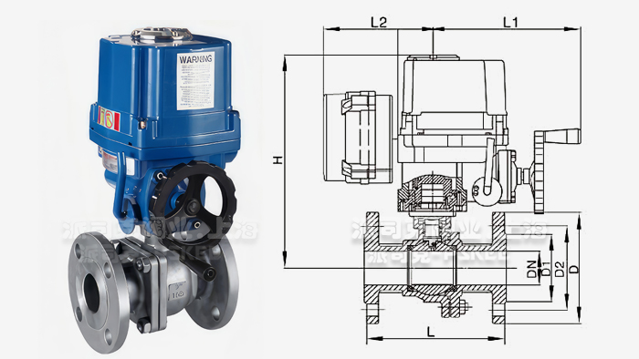 ExdⅡCT6防爆电动法兰球阀尺寸图