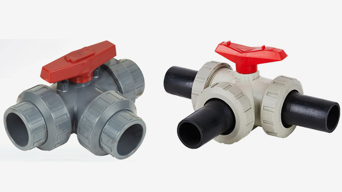 塑料三通球阀图片