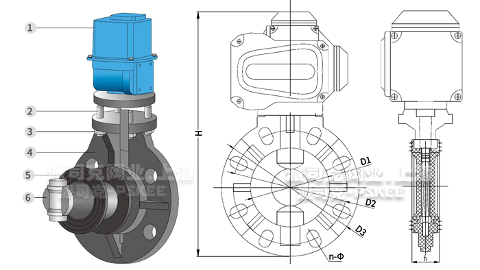电动塑料蝶阀结构图