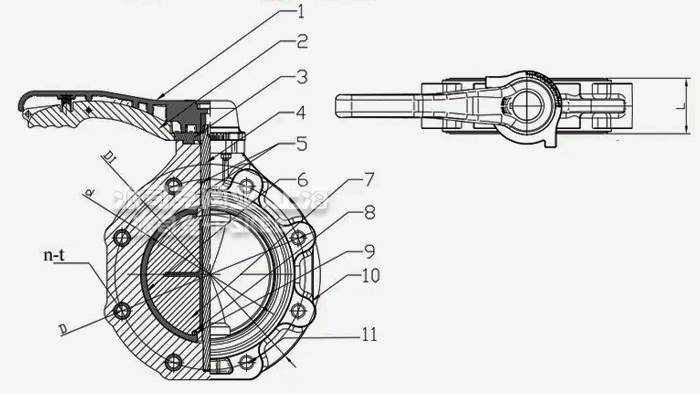 手丙塑料蝶阀尺寸图