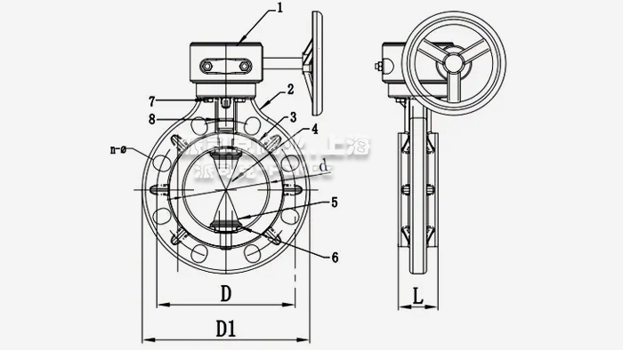 蜗轮塑料蝶阀尺寸图