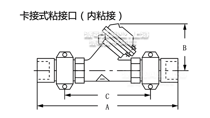 Y型隔膜阀卡接式内粘式外形尺寸图