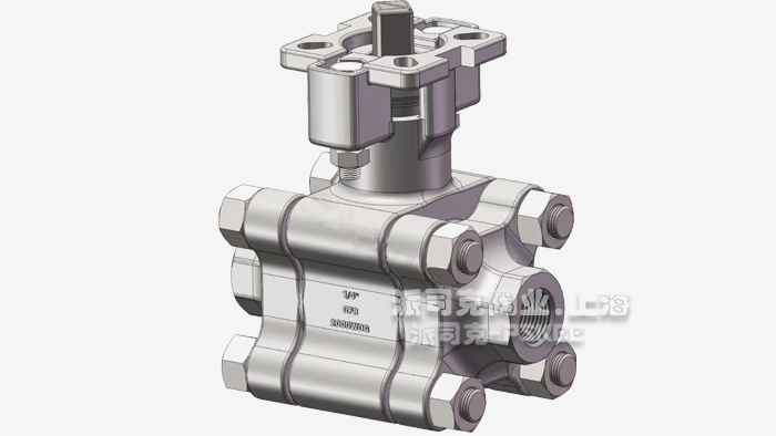  三片式带平台高温高压球阀