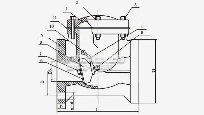 H44F旋启式塑料止回阀尺寸图