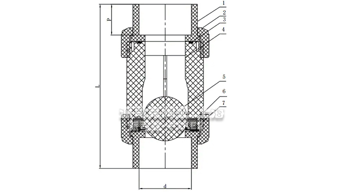 H61F双活接塑料止回阀尺寸图