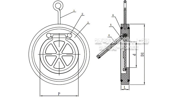 H71X塑料对夹式止回阀尺寸图