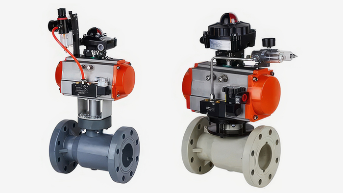 UPVC气动塑料法兰球阀