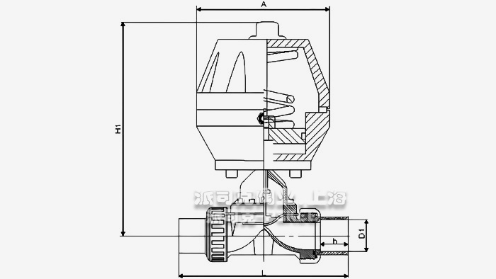 气动塑料双由令隔膜阀尺寸图