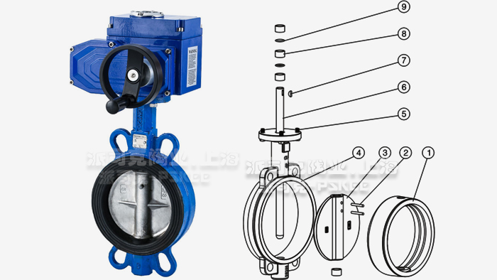 电动软密封蝶阀零部件图