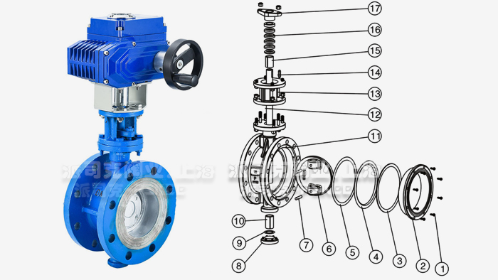 电动硬密封蝶阀零部件图