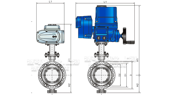 电动硬密封蝶阀尺寸图