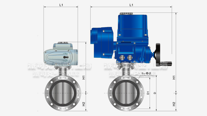 电动法兰蝶阀尺寸图