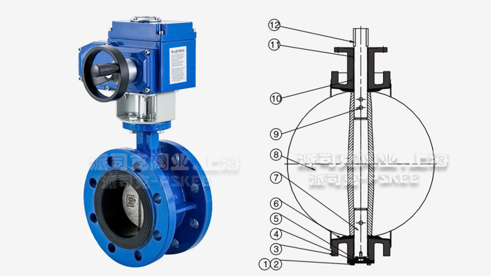 电动法兰蝶阀零部件图