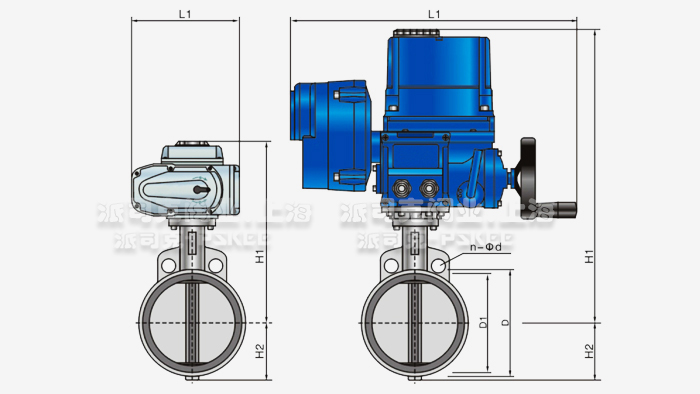 电动对夹蝶阀尺寸图