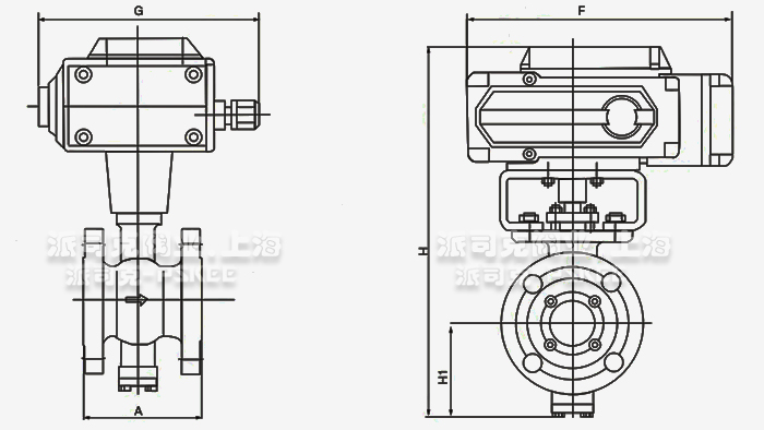 V型电动调节球阀尺寸图