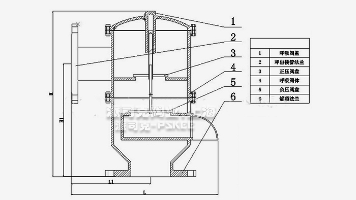 带呼出接管呼吸阀结构图